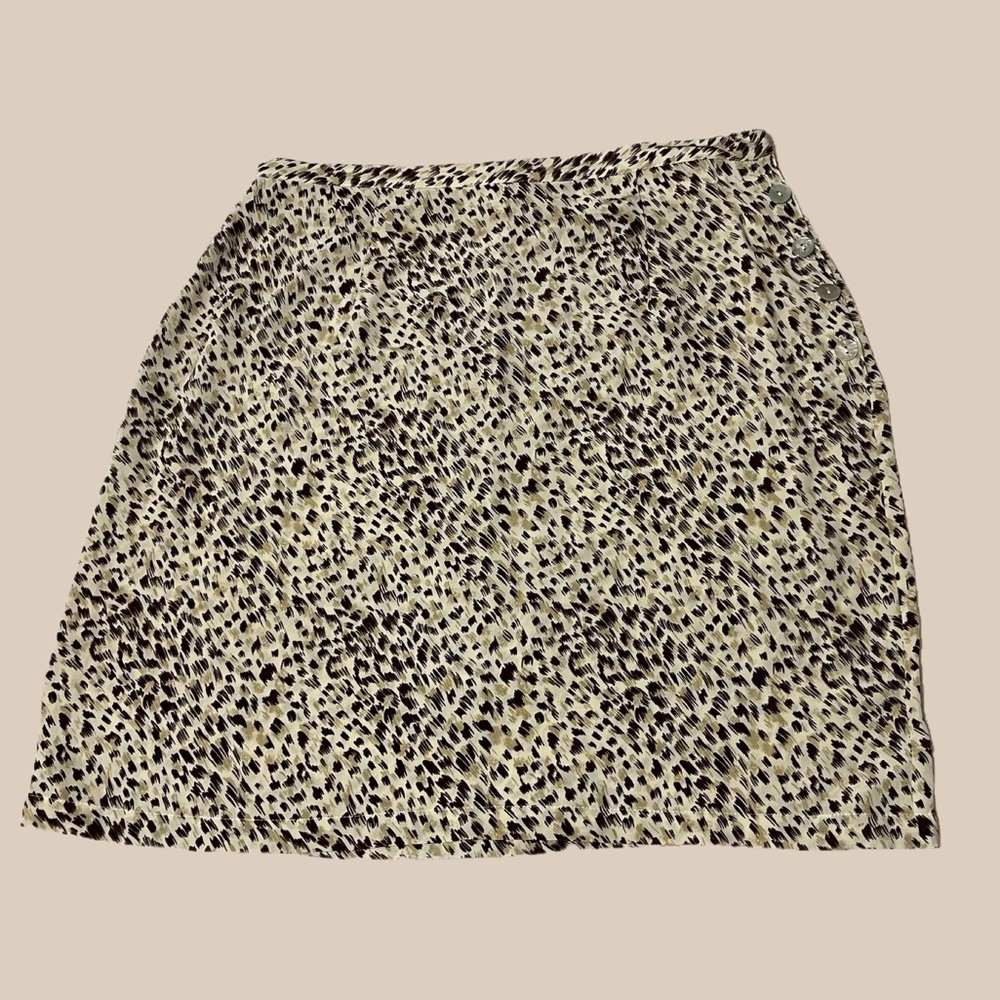 Vintage Preston & York Leopard Print Silk Mini Skirt